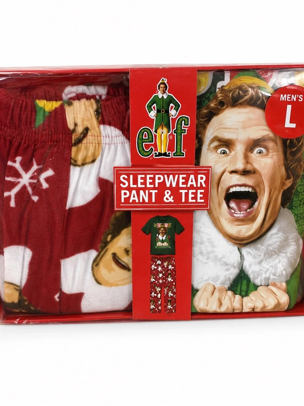 ELF Men's Sleep Set Pants & Tee Pajamas PJs Boxed Set L Buddy The Elf $60
